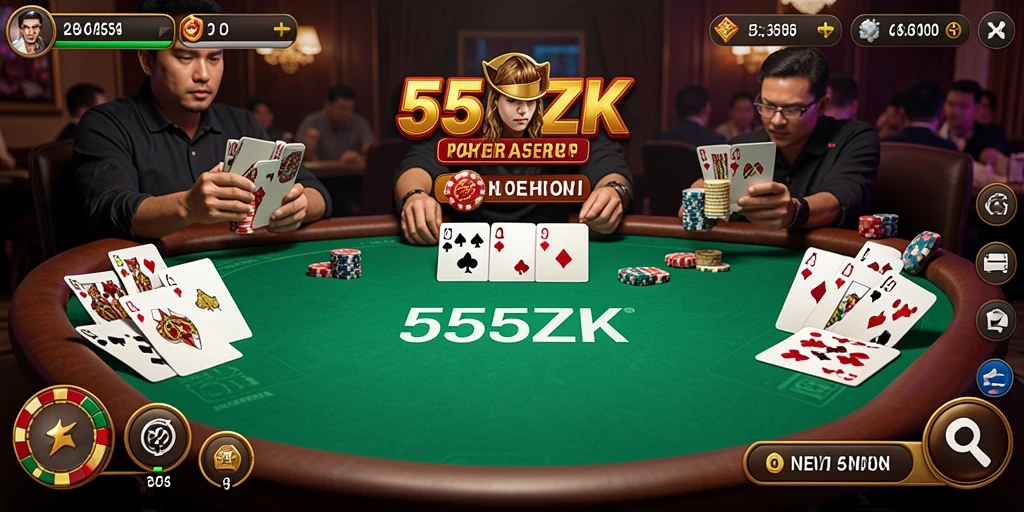 Tampilan gameplay poker seru di 555ZK.