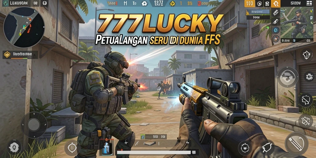 Screenshot 777LUCKY menampilkan gameplay FPS yang intens dan mendebarkan.