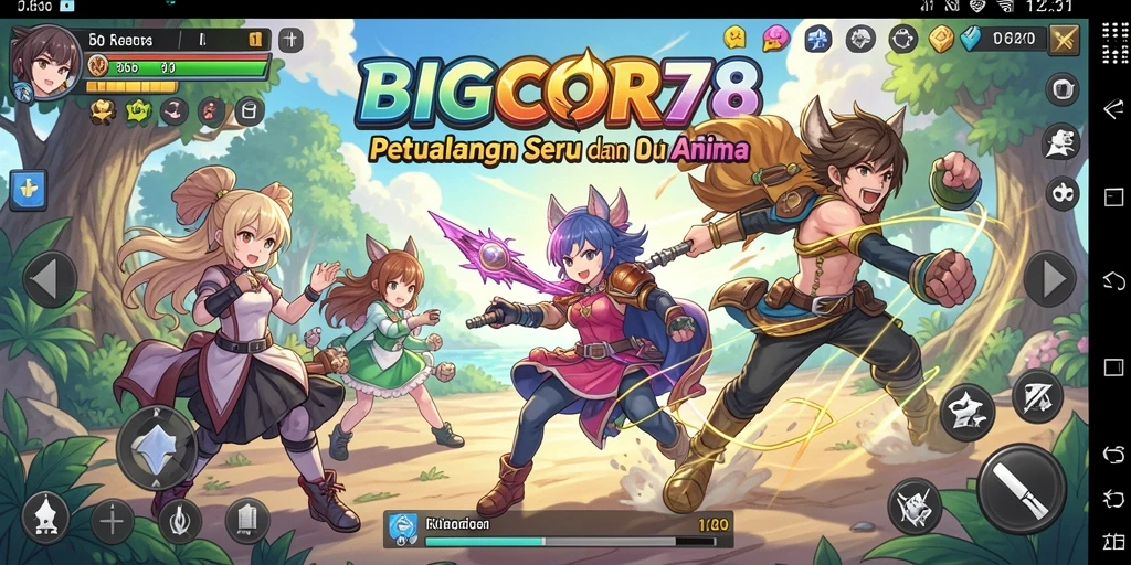 Tampilan gameplay menarik dengan karakter anime beraksi.