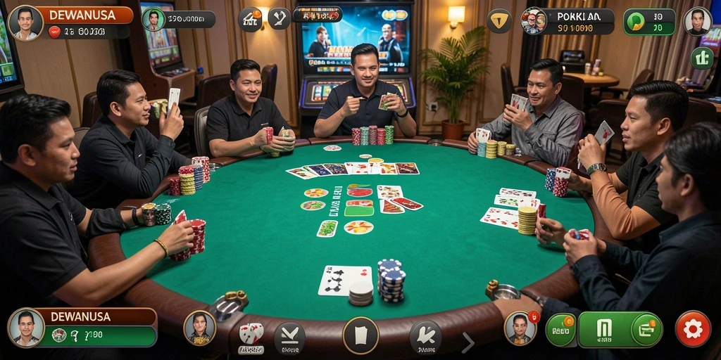 Tangkapan layar DEWANUSA menampilkan aksi seru permainan poker.