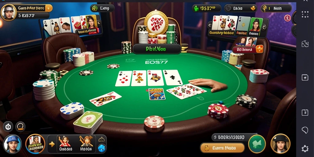 Tampilan menarik dari permainan Poker di EOS77.