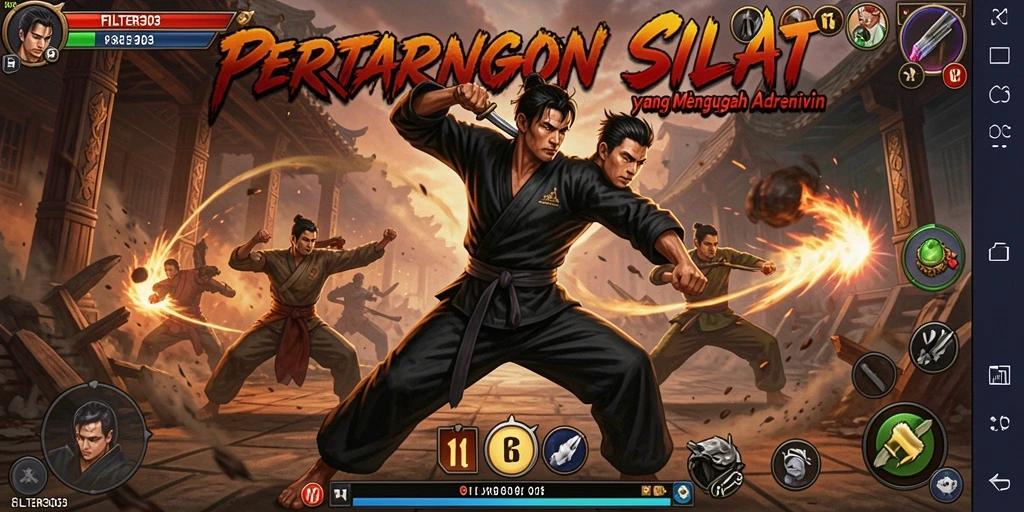 Tampilan gameplay menarik dalam pertarungan intens di FILTER303.