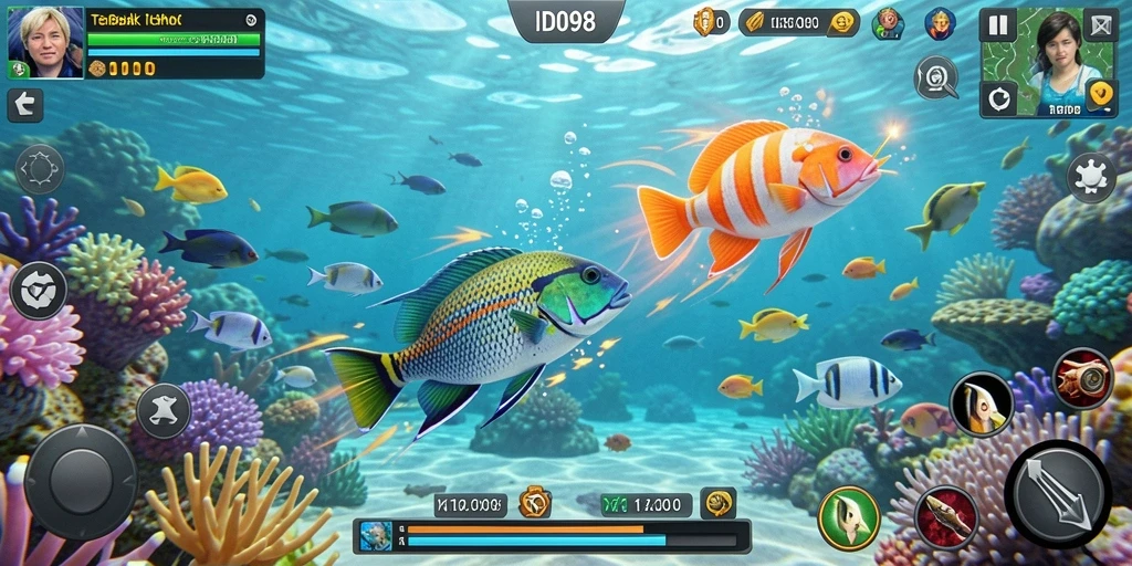 Gameplay seru dalam ID098, menangkap ikan dengan senapan.