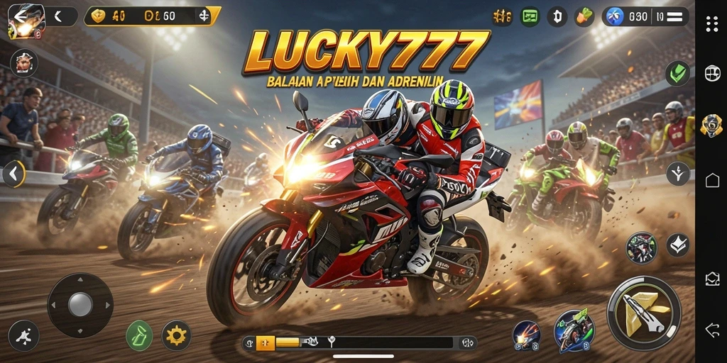 Tampilan gameplay LUCKY777 yang seru dan penuh aksi balapan motor.