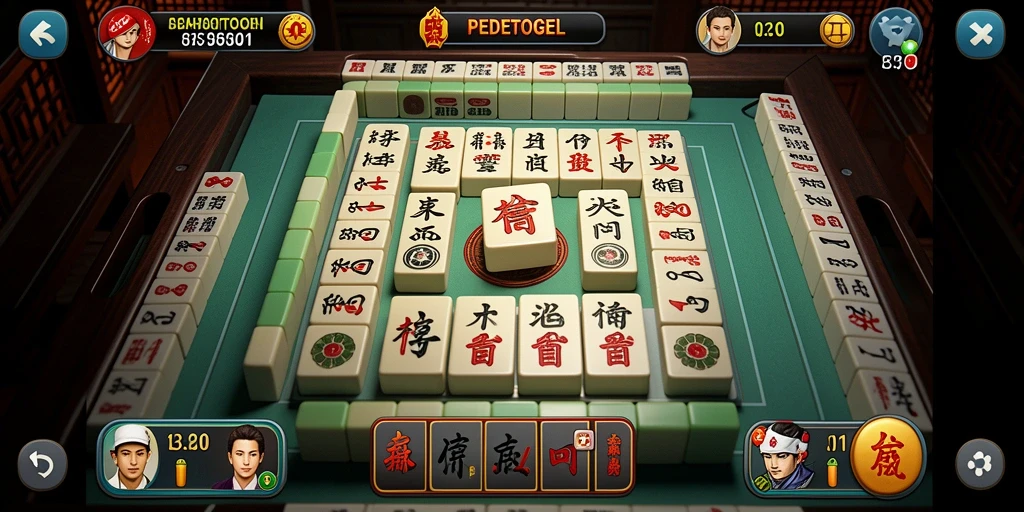 Tampilan gameplay seru di PEDETOGEL dengan ubin Mahjong yang indah.