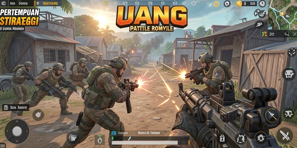 Tampilan gameplay UANG yang seru dalam pertempuran Battle Royale.
